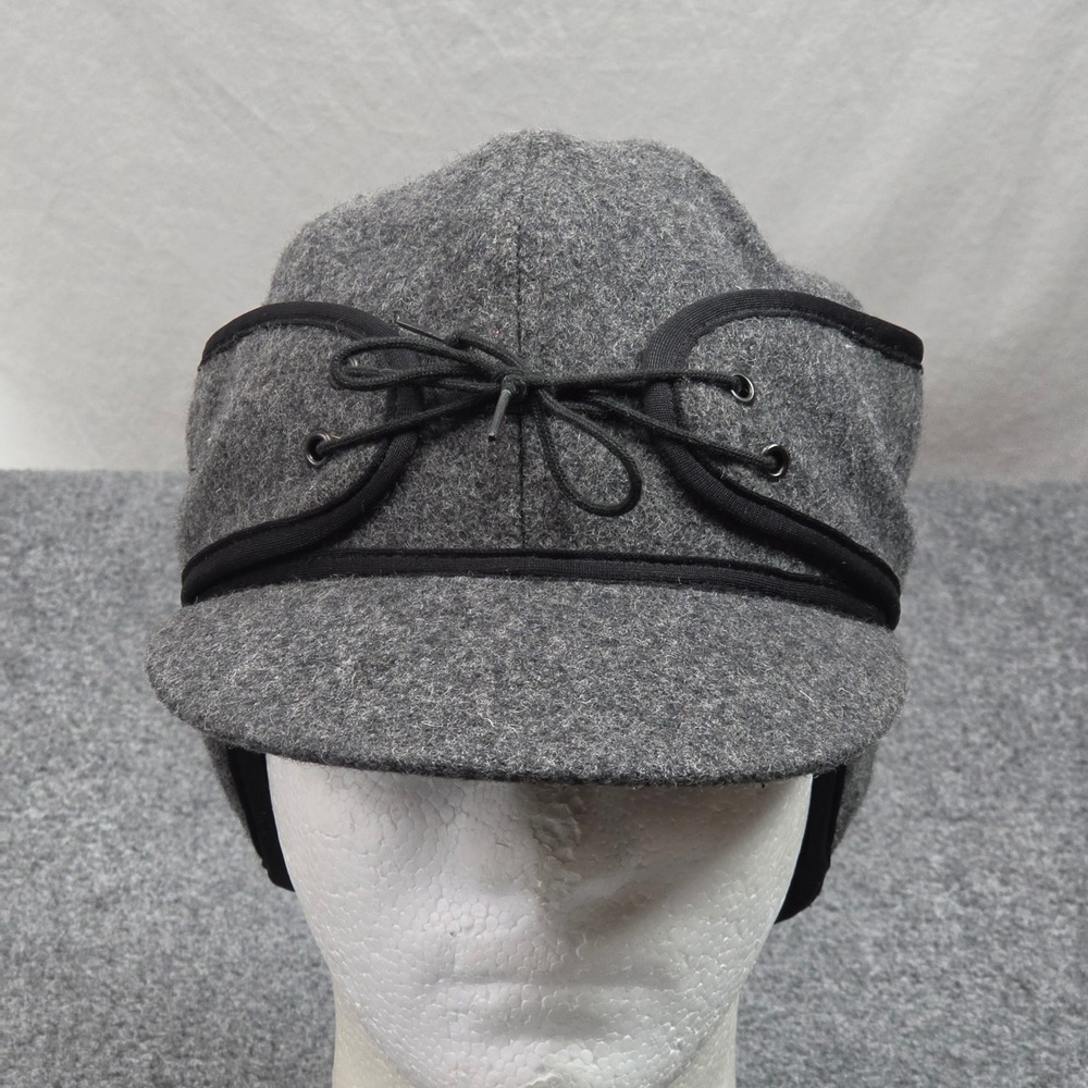Vintage Crowncap Hunter Cap Size 6 7/8 Gray Wool Blend Ear Flap Outdoor Heritage